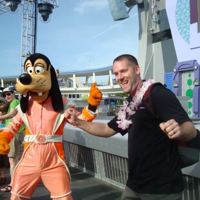 Of course you always need to stop and dance with Goofy in Tomororwland at Magic Kingdom.